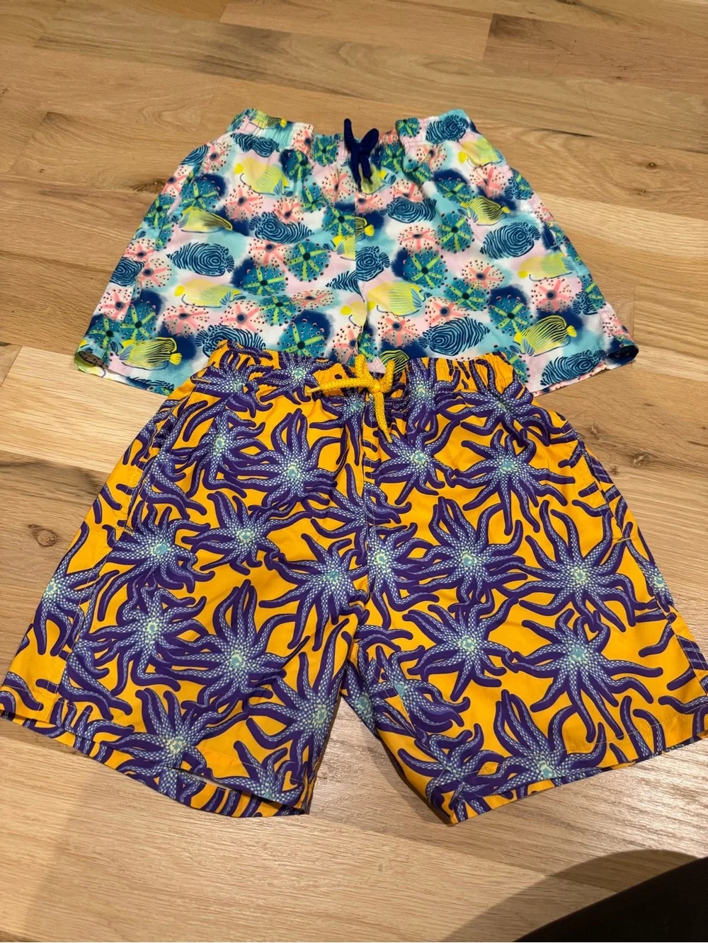 Bright Patterned Swim Shorts Duo - Yellow/Purple & Aqua Multicolor